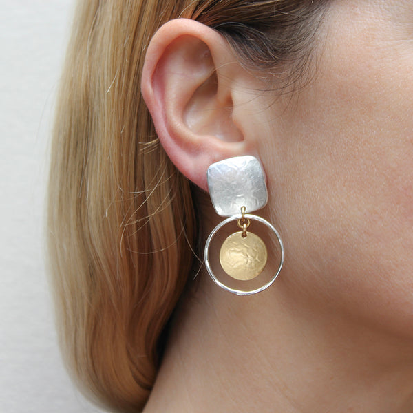 Hanging Disc Post or Clip Earrings