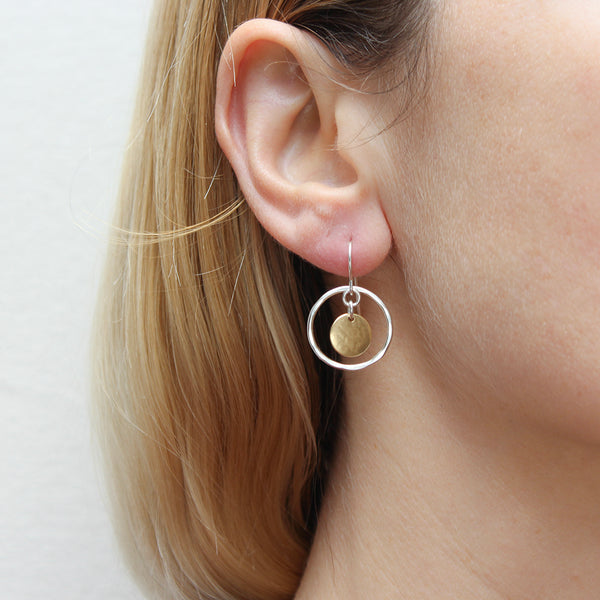 Small Hanging Disc Wire Earrings
