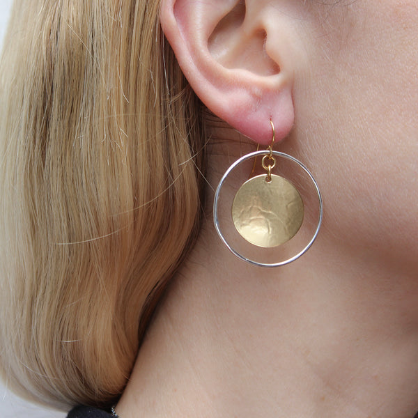 Large Hanging Disc Wire Earrings