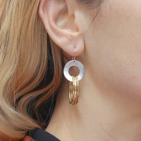 Large Ring and Hoops Wire Earrings