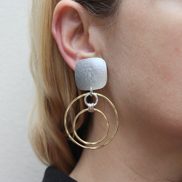 Large Linked Rings Post or Clip Earrings