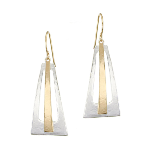 Rays and Open Pyramid Wire Earrings