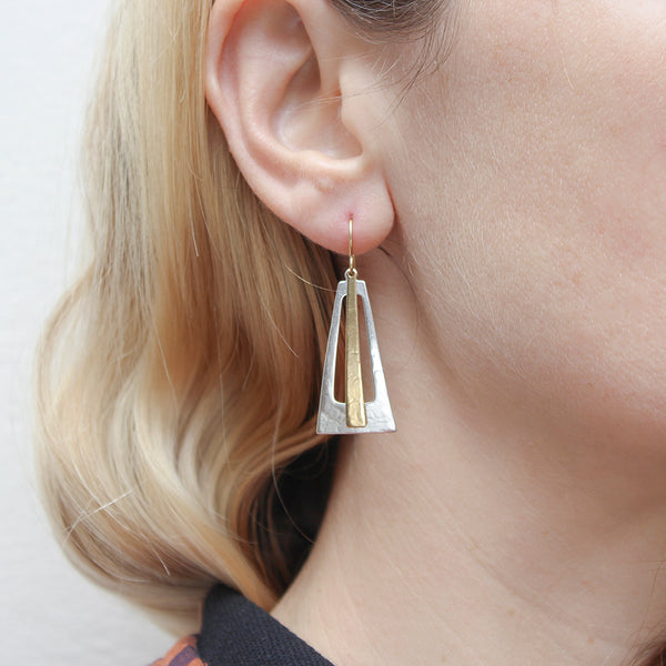 Rays and Open Pyramid Wire Earrings