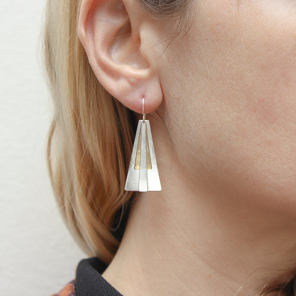 Rays and Pyramid Wire Earrings
