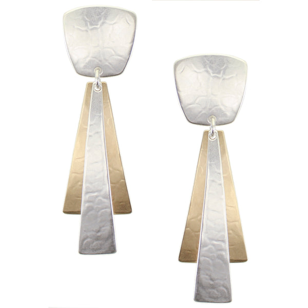 Layered Rays Post or Clip Earrings