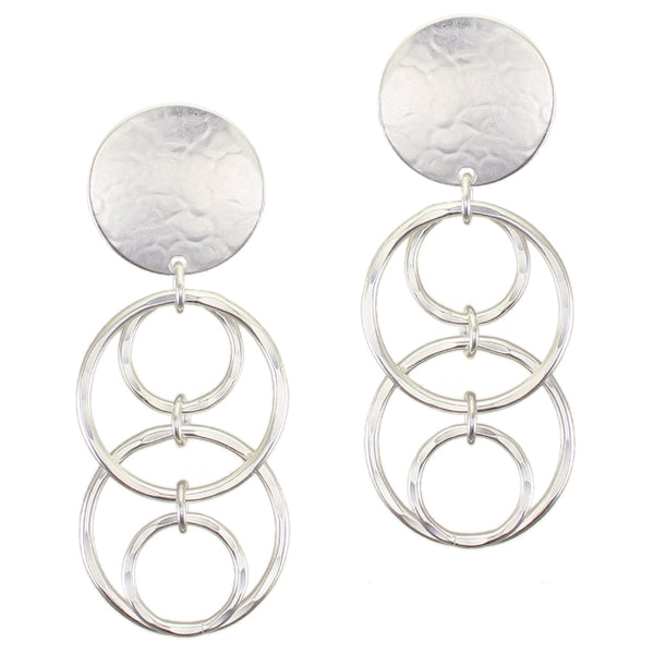 Large Layered Rings Post or Clip Earrings