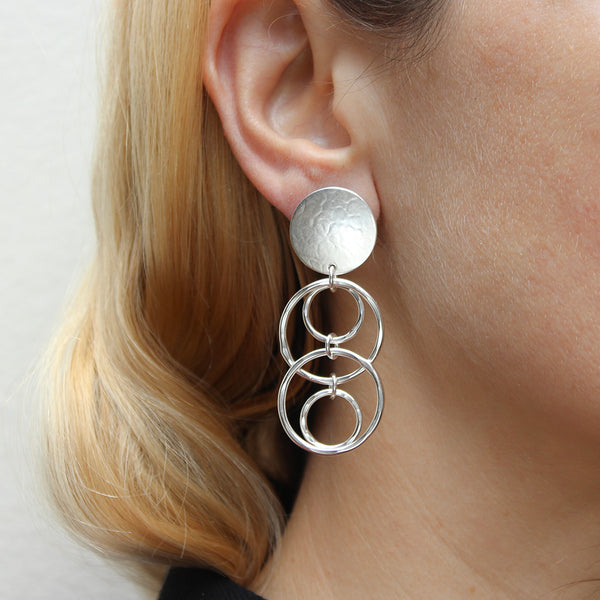 Large Layered Rings Post or Clip Earrings