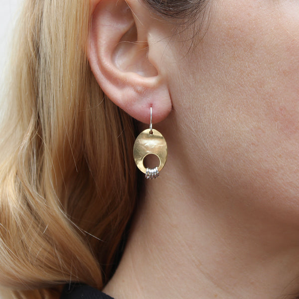 Small Oval with Rings Wire Earrings