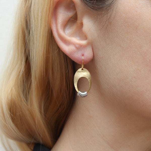 Oval Frame with Rings Wire Earrings