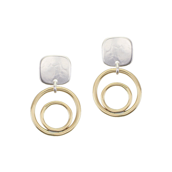 Small Double Rings Post Earrings