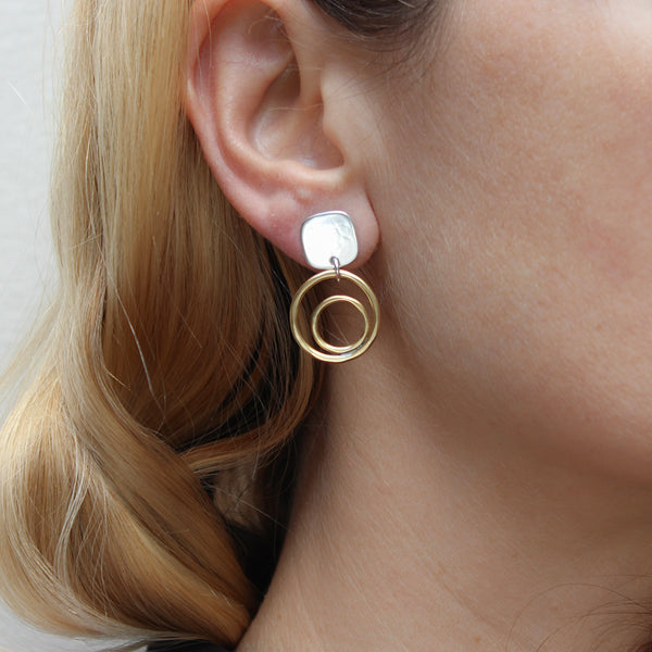 Small Double Rings Post Earrings