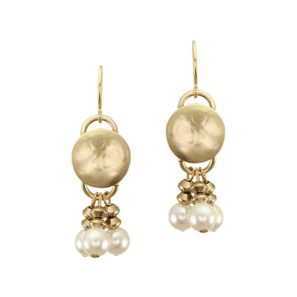Disc with Pearls Wire Earrings