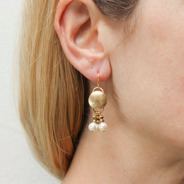 Disc with Pearls Wire Earrings