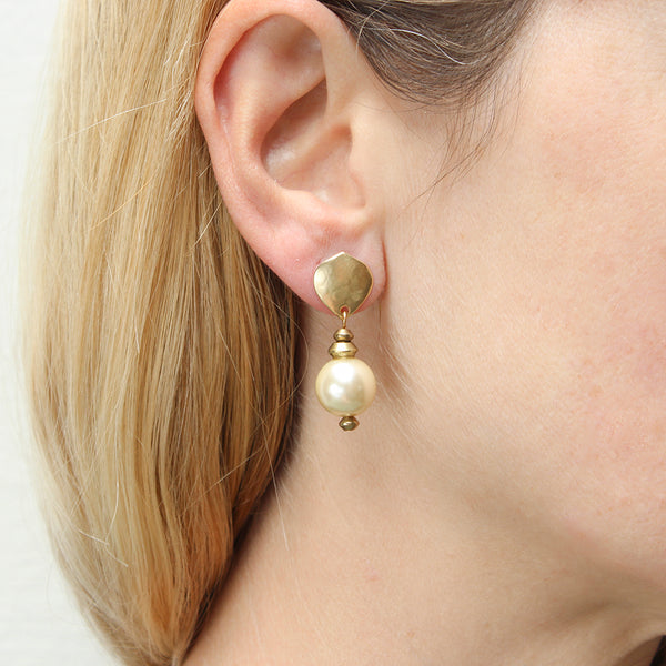 Teardrop with Pearl Post Earrings