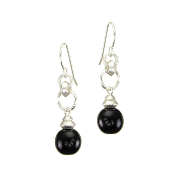 Rings with Black Bead Wire Earrings