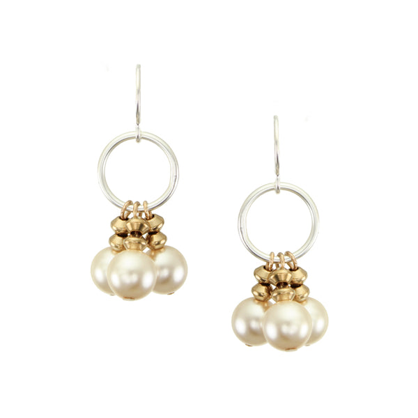 Medium Ring with Pearls Wire Earrings