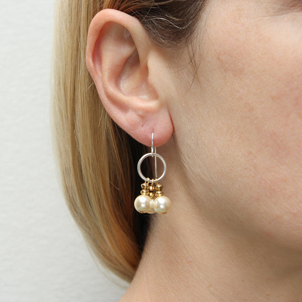 Medium Ring with Pearls Wire Earrings