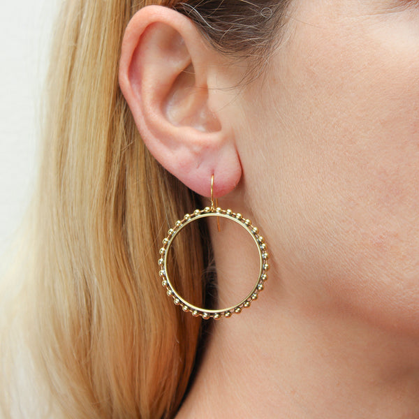 Large Studded Hoop Wire Earrings