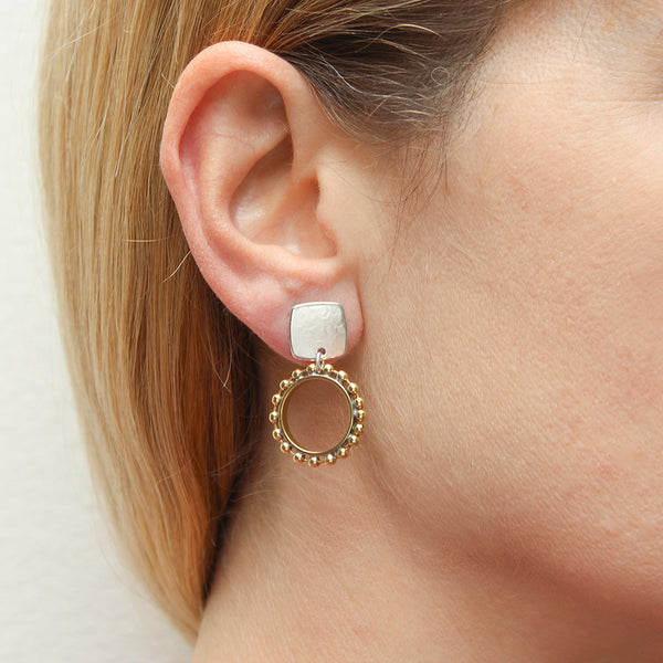 Small Studded Hoop Post Earrings