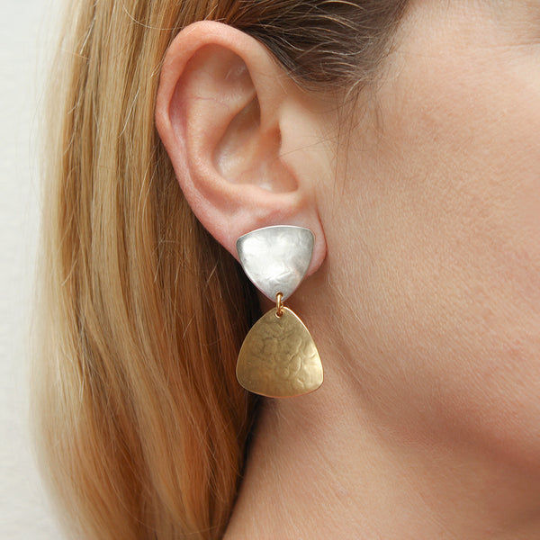 Linked Triangles Post or Clip Earrings