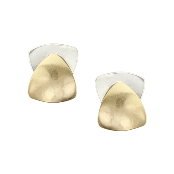 Medium Layered Triangles Post or Clip Earrings