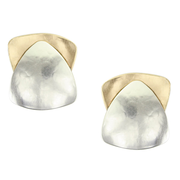 Large Layered Triangles Post or Clip Earrings
