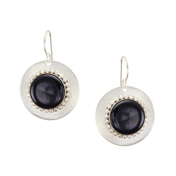 Medium Black Disc Wire Earrings