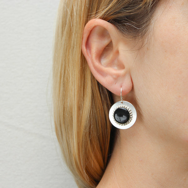 Medium Black Disc Wire Earrings