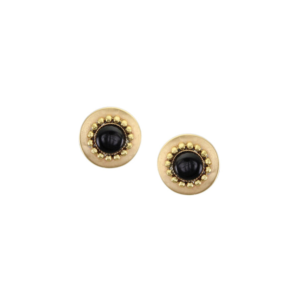 Mini Black Disc Post Earrings