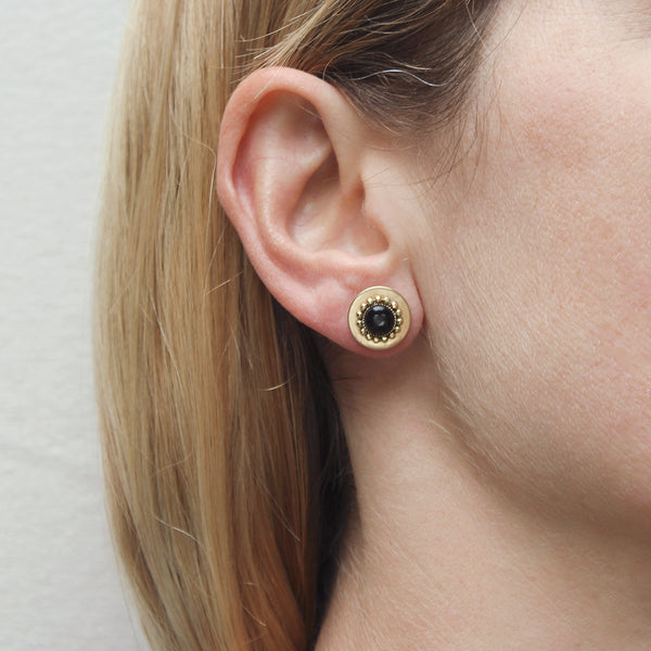 Mini Black Disc Post Earrings