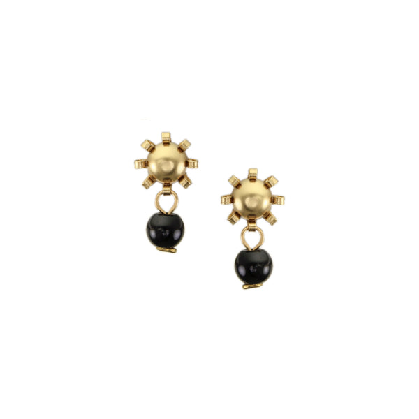 Small Star with Black Bead Post Earrings