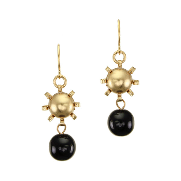 Medium Star with Black Bead Wire Earrings
