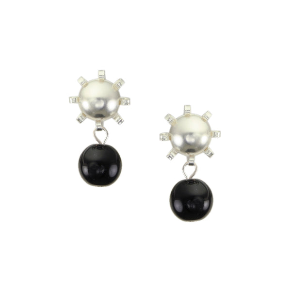 Medium Star with Black Bead Post Earrings