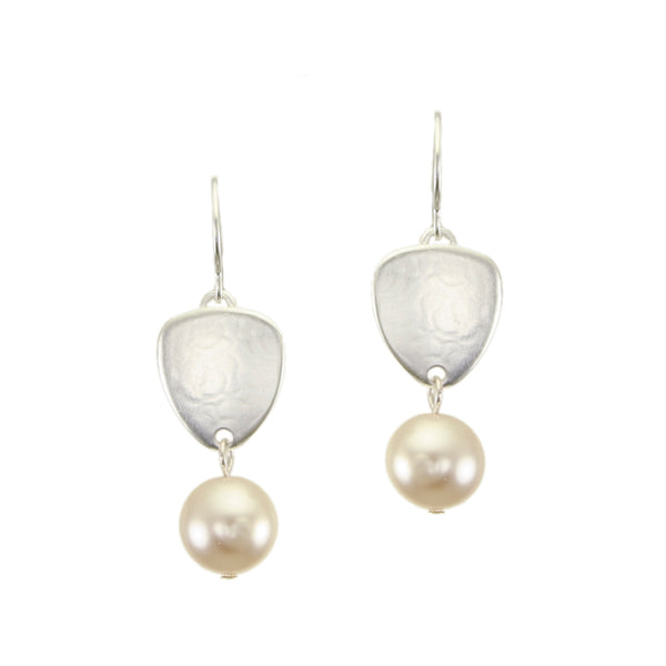 Triangles with Pearls Wire Earrings