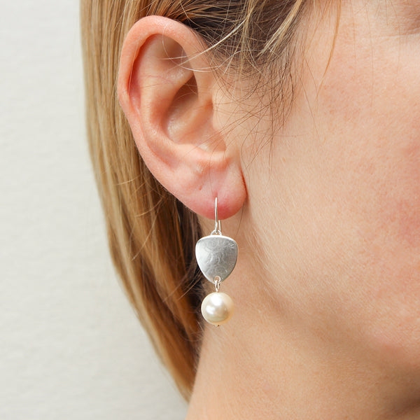 Triangles with Pearls Wire Earrings