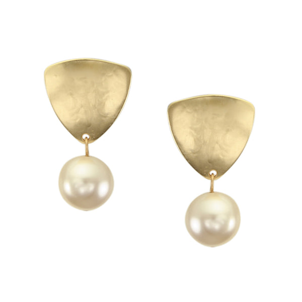 Triangles with Pearls Post or Clip Earrings