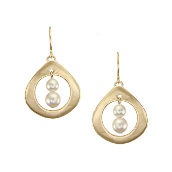 Medium Open Teardrop with Pearls Wire Earrings