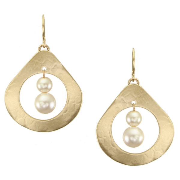 Large Open Teardrop with Pearls Wire Earrings