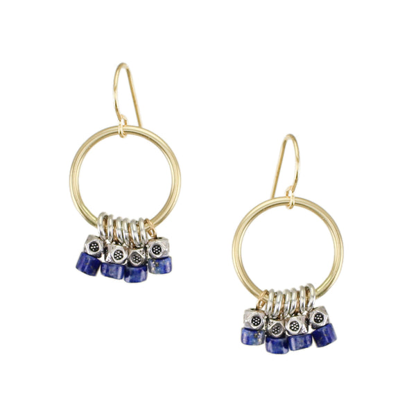 Ring with Lapis Beads Wire Earrings