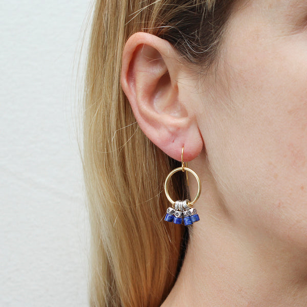 Ring with Lapis Beads Wire Earrings