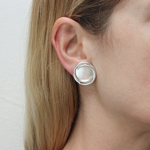 Disc and Swirl Post or Clip Earrings