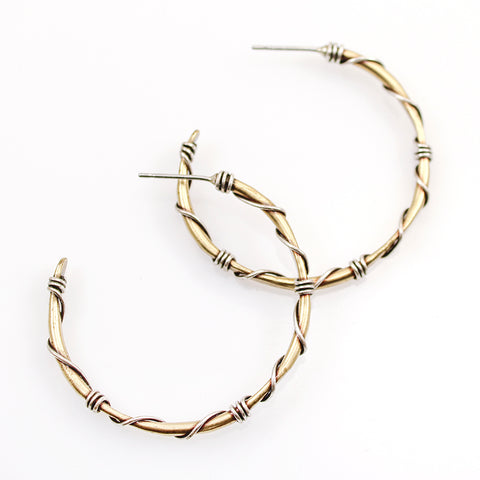 Wire Wrapped Post Hoop Earring