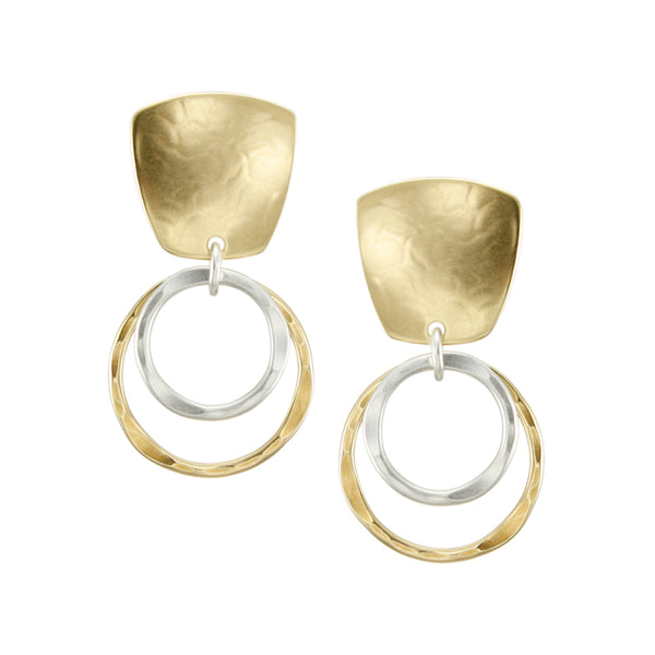 Tapered Square with Two Tiered Rings Earring