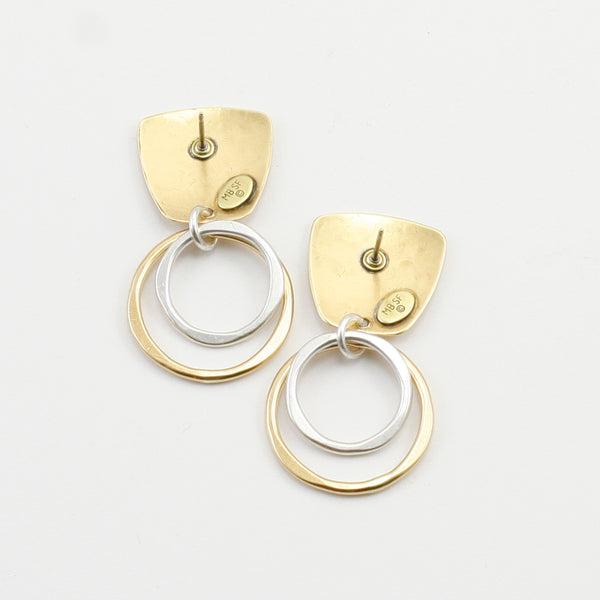 Tapered Square with Two Tiered Rings Earring