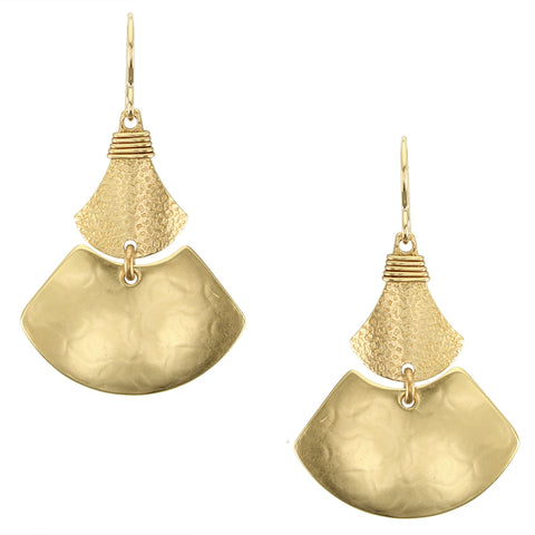 Textured Triangle with Fan Shape Wire Earring