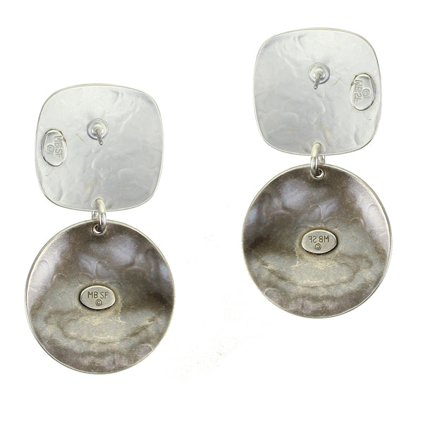 Square with Disc Clip or Post Earring