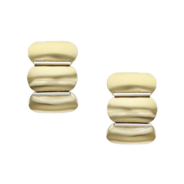 Segmented Oval with Sterling Silver Clip Earrings