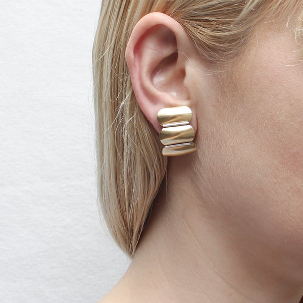 Segmented Oval with Sterling Silver Clip Earrings