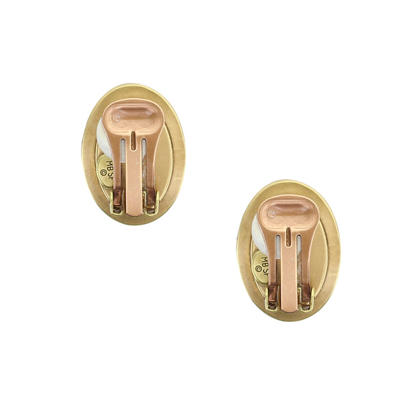 Dished Oval with Brown Tigers Eye Clip or Post Earring