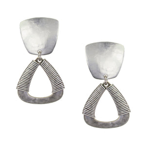 Tapered Square with Wire Wrapped Teardrop Clip or Post Earring
